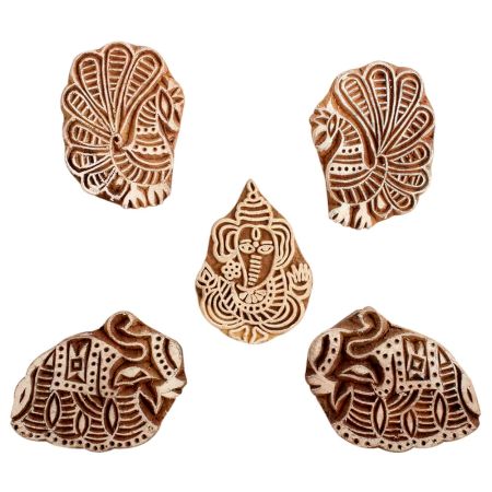 Set of 5 Piece New Mix Wooden Printing Block